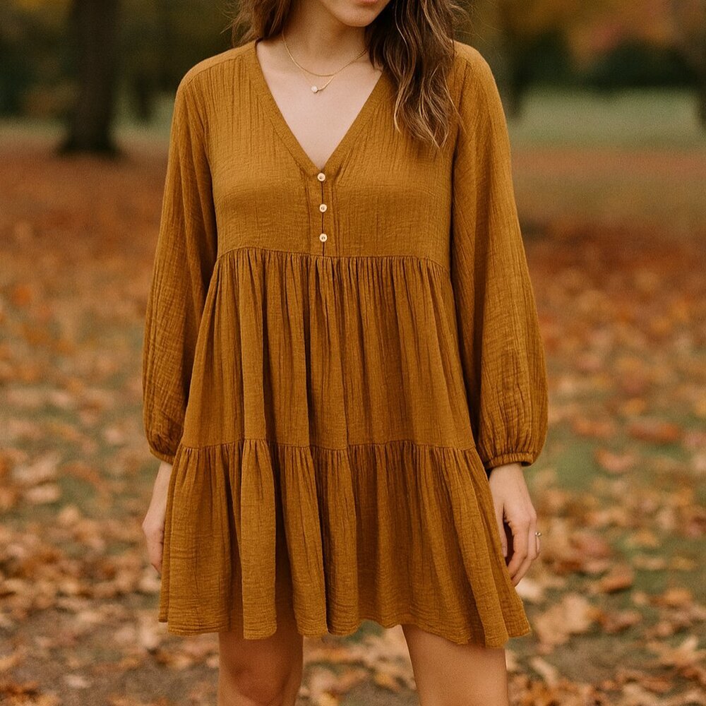 Madewell Lightspun Cotton Mustard Yellow Dress